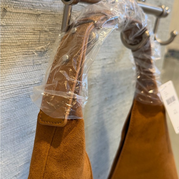 NWT new Anthropologie large faux suede slouchy bag purse tan  Hobo Bag - Picture 6 of 16